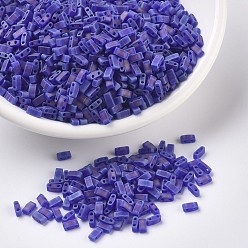 (HTL151FR) Матовый Прозрачный Кобальтовый AB Миюки половина бусины тила, японский бисер, 2 отверстие, (htl 151 fr) матовый прозрачный кобальт ab, 5x2.3x1.9 мм, Отверстие : 0.8 мм , около 1250 шт / 50 г