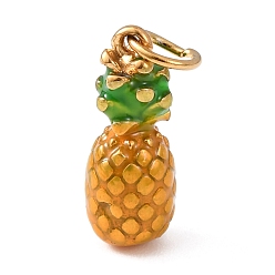 Ананас 304 подвески из нержавеющей стали, с эмалью, с целью перехода в кольце, золотые, ананас, 17x7 мм, отверстие : 4 мм