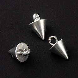 Серебро 304 подвески из нержавеющей стали, шип / конус, серебряные, 8.5x6 мм, отверстие : 2 мм