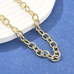 Настоящее золото 18K Латунные кабельные цепи ожерелья, с карабин-лобстерами , долговечный, слово удачи, реальный 18 k позолоченный, 24-3/8 дюйм (61.8 см)