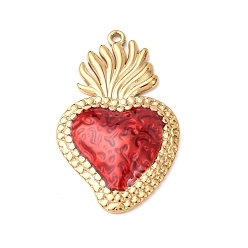 Золотой 304 подвески из нержавеющей стали, святое сердце, с эмалью, золотые, 37x23x4 мм, отверстие : 1.6 мм