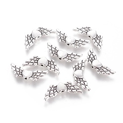 Античное Серебро Тибетском стиле сплава angeltee бусы, крылатый сердце, без кадмия, без никеля и без свинца, античное серебро, 22x9x3 мм, Отверстие : 1 мм , около 869 шт / 1000 г