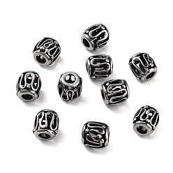 Antik Silber Farbe 316 chirurgische Edelstahlperlen, Fass, Antik Silber Farbe, 9.6x9 mm, Bohrung: 4 mm