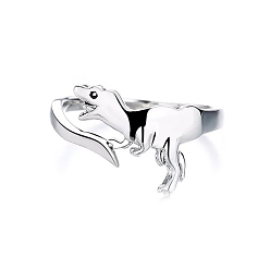 Платина Кольца-манжеты из цинкового сплава «дракон» для унисекс, кольцо на палец анимал, платина, внутренний диаметр: 18 мм