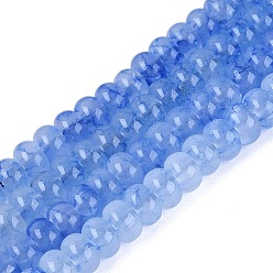 Cornflower Blue Imitation Jade Crackle Glass Beads Strands, Rondelle, Cornflower Blue, 8x5mm, Hole: 1~1.6mm, about 70~79pcs/strand, 13.19~15.35 inch(33.5~39cm)