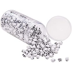 White Opaque Acrylic Beads, Skull, White, 10x8x9mm, Hole: 2mm, about 400pcs/box