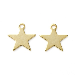 Настоящее золото 24K Латунь прелести, звезда, долговечный, реальный 24 k позолоченный, 10.5x10x0.5 мм, отверстие : 1.4 мм