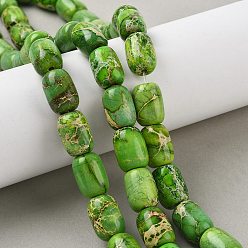 Зеленый лайм Натуральный регалит / имперская яшма / морские отложения, колонка, окрашенные, зеленый лайм, 15.5~17x12 мм, отверстие : 1.4 мм, около 24 шт / нитка, 15.63'' (39.7 см)