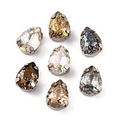 Платина Шить на горный хрусталь, многожильные звенья из стекла, хрусталя и стразов, с настройками латуни, аксессуары для одежды, граненые, слеза, платина, 10x7x5 мм, отверстие : 0.8 мм