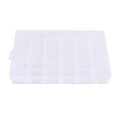 White Removable Plastic Organizer Box with Adjustable Dividers and Lids, 36 Compartments, Rectangle, White, 27.4~29x18.5x4.4cm