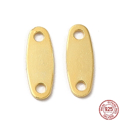 Real 18K Gold Plated 925 Sterling Silver Links, Chain Tabs, with 925 Stamp, Real 18K Gold Plated, 9x3.2x0.5mm, Hole: 1mm