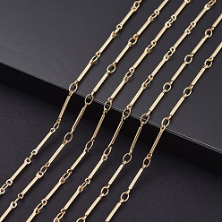 Real 18K Gold Plated Real 18K Gold Plated Brass Bar Link Chains, with Spool, Soldered, 13x2x1.2mm, about 32.8 Feet(10m)/roll
