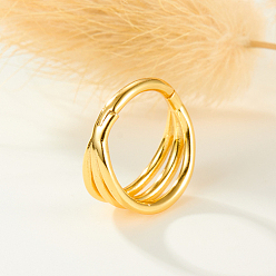 Oro 925 aretes de aro de plata de ley con triple aro para mujer, dorado, 5 mm