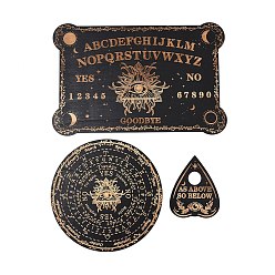 Eye 3шт 3 стили деревянная маятниковая доска, биолокация гадальная доска, для колдовства принадлежности для викканского алтаря, плоско-круглые, глаз, 112.5~317x89.5~209x4.5 мм, 1 шт / стиль