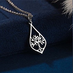 Tree of Life 304 подвески из нержавеющей стали с лазерной резкой, цвет нержавеющей стали, не тускнеет, древо жизни, 15.75 дюйм (40 см), Кулон : 18x9 мм