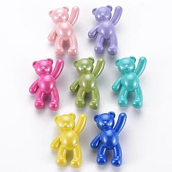 (52) Непрозрачная лаванда Непрозрачные акриловые подвески, гальваническое покрытие, медведь, разноцветные, 36x22x13.5 мм, отверстие : 2.5 мм