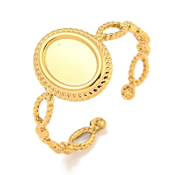 Настоящее золото 18K Ионное покрытие (ip) 304 компоненты манжеты ovsl из нержавеющей стали, настройка кольца колодки, реальный 18 k позолоченный, лоток : 8x6 мм, регулируемый