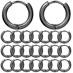 Gunmetal 12 Pairs 304 Stainless Steel Huggie Hoop Earrings, Ring, Gunmetal, 10 Gauge, 15x2.5mm, Pin: 1mm
