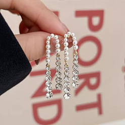 Цветок Серьги-гвоздики из пластика с имитацией жемчуга, со стразами для женщин, цветок