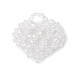 Прозрачный Подвески гальванизируйте стекла, сердце, граненые, прозрачные, 28~29x28~29x14 мм, отверстие : 4 мм