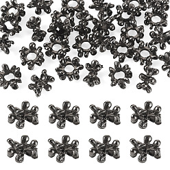 Metallgrau Metall Großlochperlen, Großloch perlen, Blume, Metallgrau, 13.5x12.5x7.5 mm, Bohrung: 5 mm