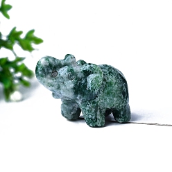 Камень с Зелеными Точками Натуральные зеленые пятна яшмы, резные фигурки слонов, статуи для украшения рабочего стола для домашнего офиса, 38 мм