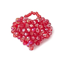 Красный Подвески гальванизируйте стекла, сердце, граненые, красные, 28~29x28~29x14 мм, отверстие : 4 мм