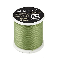 Yellow Green MIYUKI Nylon Beading Thread for Seed Beads, Flat, Yellow Green, 0.15x0.1mm, about 54.68 Yards(50m)/Roll