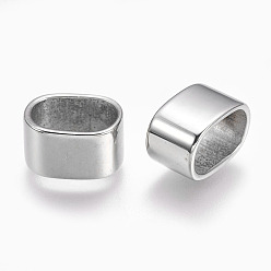 Stainless Steel Color Non-Tarnish 304 Stainless Steel Slide Charms/Slider Beads, For Leather Cord Bracelets Making, Rectangle, Stainless Steel Color, 14x8x10mm, Hole: 11.5x7.5mm