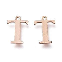 Letter T Вакуумное покрытие pvd 304 подвески из нержавеющей стали, лазерная резка, алфавит, розовое золото , letter.t, 12x9x0.8 мм, отверстие : 1 мм