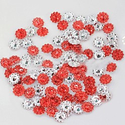 Rouge Cabochons en plastique strass, tournesol, dos et dos plaqués, rouge, 11x4 mm, sur 500 PCs / sac
