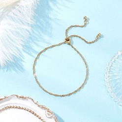 Золотой Регулируемые браслеты из ползуна из нержавеющей стали 304, браслеты-цепочки сингапур для женщин, с пластиковым круглым брелоком ccb, золотые, 10-1/2 дюйм (26.8 см)