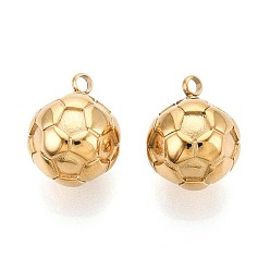 Настоящее золото 14K 304 прелести нержавеющей стали, футбольное очарование, реальный 14 k позолоченный, 15x11~12 мм, отверстие : 2 мм