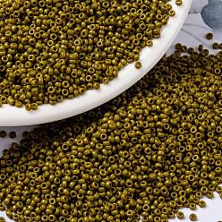 (RR4491) Duracoat Dyed Opaque Spanish Olive MIYUKI Round Rocailles Beads, Japanese Seed Beads, (RR4491) Duracoat Dyed Opaque Spanish Olive, 15/0, 1.5mm, Hole: 0.7mm, about 5555pcs/bottle, 10g/bottle
