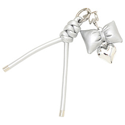 Серебро 1брелок из искусственной кожи, аксессуары для подвешивания сумок с бантом, сердце, серебряные, 150 мм, 1 шт / комплект