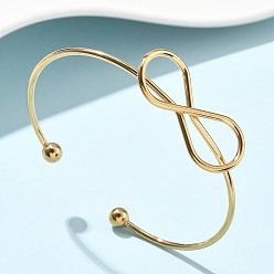 Настоящее золото 18K 304 из нержавеющей стали манжеты браслеты, браслеты с крутящим моментом для женщин, бесконечность, ионное покрытие (ip), реальный 18 k позолоченный, внутренний диаметр: 1-3/4x2-5/8 дюйм (4.6x6.6 см)