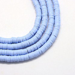 Cornflower Blue Eco-Friendly Handmade Polymer Clay Beads, Disc/Flat Round, Heishi Beads, Cornflower Blue, 3x1mm, Hole: 1mm, about 380~400pcs/strand, 17.7 inch