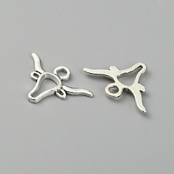 Antik Silber Farbe Tibetischer stil Aluminium Anhänger & Charms, Rinderkopf, Antik Silber Farbe, 15.5x22.5x2 mm, Bohrung: 2.4 mm