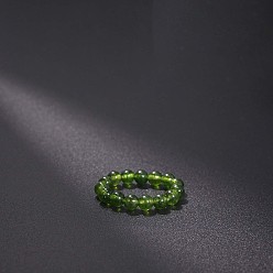 Другие Нефриты Эластичные кольца из натурального нефрита, круглые, бусины : 4 мм, внутренний диаметр: регулируемый