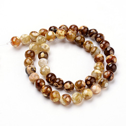 Fire Agate Natural Fire Crackle Agate Beads Strands, Dyed & Heated, Round, 6~6.5mm, Hole: 1mm, about 63pcs/strand, 15.5 inch
