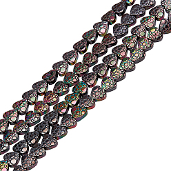 Colorful 2 Strands Electroplate Non-magnetic Synthetic Hematite Beads Strands, Beads Strands, Heart with Spot, Colorful, 6x6.5x2.5mm, Hole: 0.8mm, about 73pcs/strand, 15.55 inch(39.5cm)