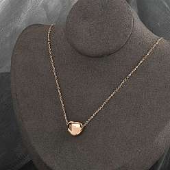 Розовое Золото 304 ожерелья из нержавеющей стали с подвеской в виде сердца и цепочкой для женщин, розовое золото , 18.27 дюйм (46.4 см)