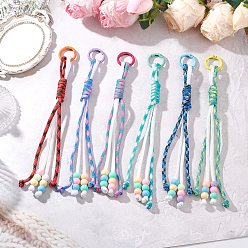 (52) Непрозрачная лаванда 6 шт. полиэстер и спандекс парашютный шнур подвесные украшения, с пружинными кольцами из сплава и акриловыми бусинами, разноцветные, 220 мм