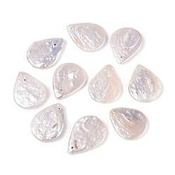 Морская Ракушка Натуральный жемчуг в стиле барокко кеши, зарождающаяся жемчужина, слеза, Топ пробуренной, цвет морской раковины, 16.5~21x12.5~13.5x2~5 мм, отверстие : 0.6 мм