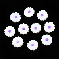 Blau violett Natürlichen Süßwasser-Muschelperlen, mit Emaille, Blume, blau violett, 12~13x3~4 mm, Bohrung: 0.9 mm