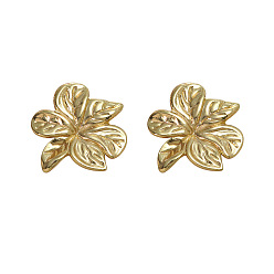Лист День святого Валентина 304 серьги-гвоздики из нержавеющей стали, золотые, лист, 25 мм