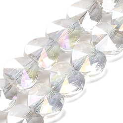 Прозрачный Стеклянные бусины с гальваническим покрытием , сердце, граненые, прозрачные, 10x10x6 мм, отверстие : 1.2 мм, около 78~80 шт / нитка, 28.82~28.94'' (73.2~73.5 см)