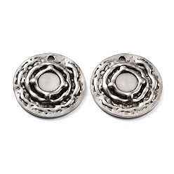 Античное Серебро 201 Настройки кабошон из нержавеющей стали кулон, плоский круглый шарм, античное серебро, лоток : 6 мм, 19x3 мм, отверстие : 1.8 мм