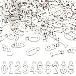 Античное Серебро 12 наборы подвесок из сплава в тибетском стиле, число 0~9, античное серебро, 15~15.5x5~8.5x2 мм, отверстие : 1.8 мм, 10 шт / комплект