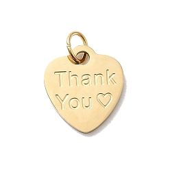 Золотой День матери 304 кулоны из нержавеющей стали, сердце с словом спасибо, золотые, 16x14.5x1.5 мм, отверстие : 4.5 мм